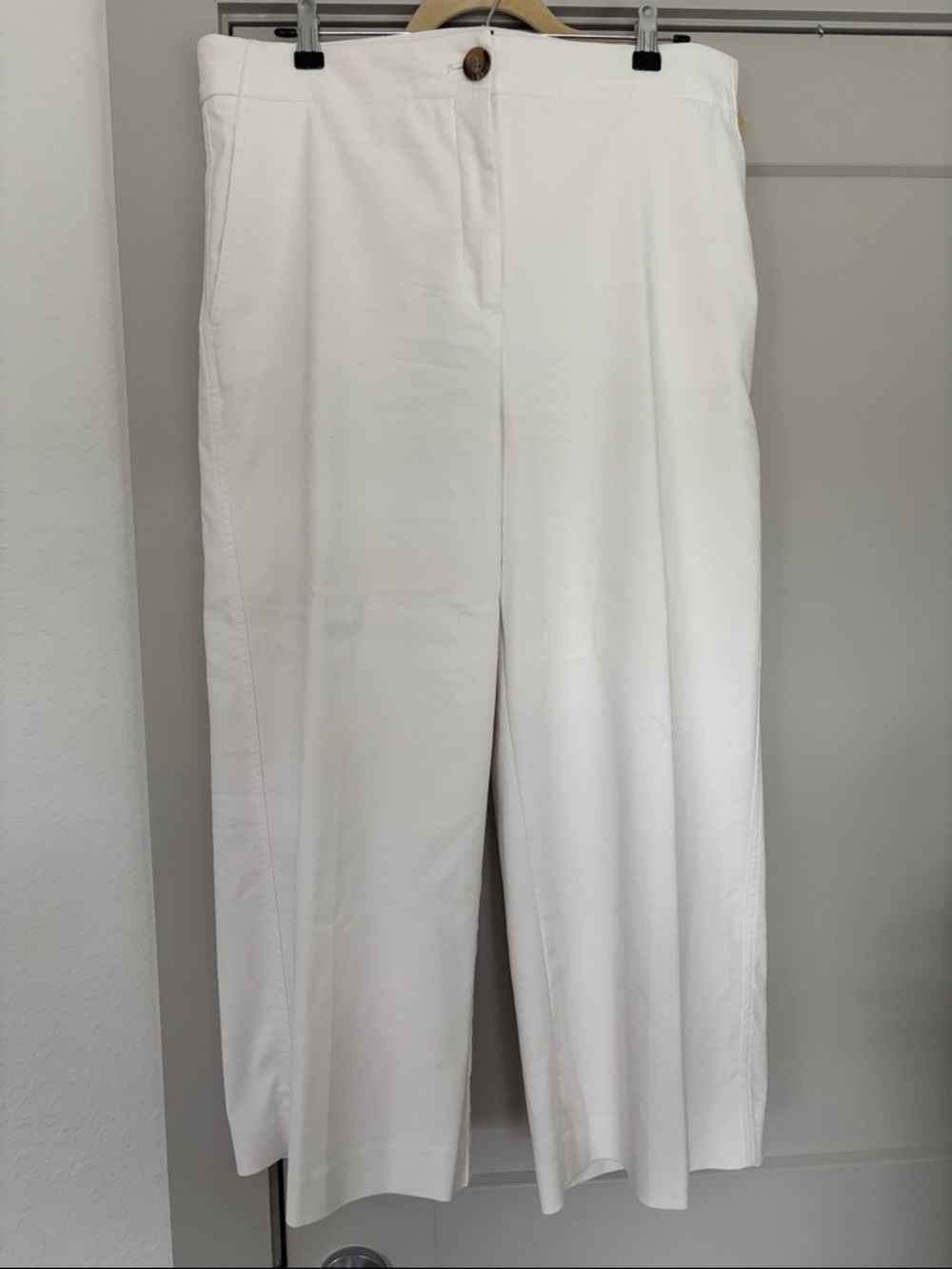 Ann Taylor Cream-White Wide Leg Trousers